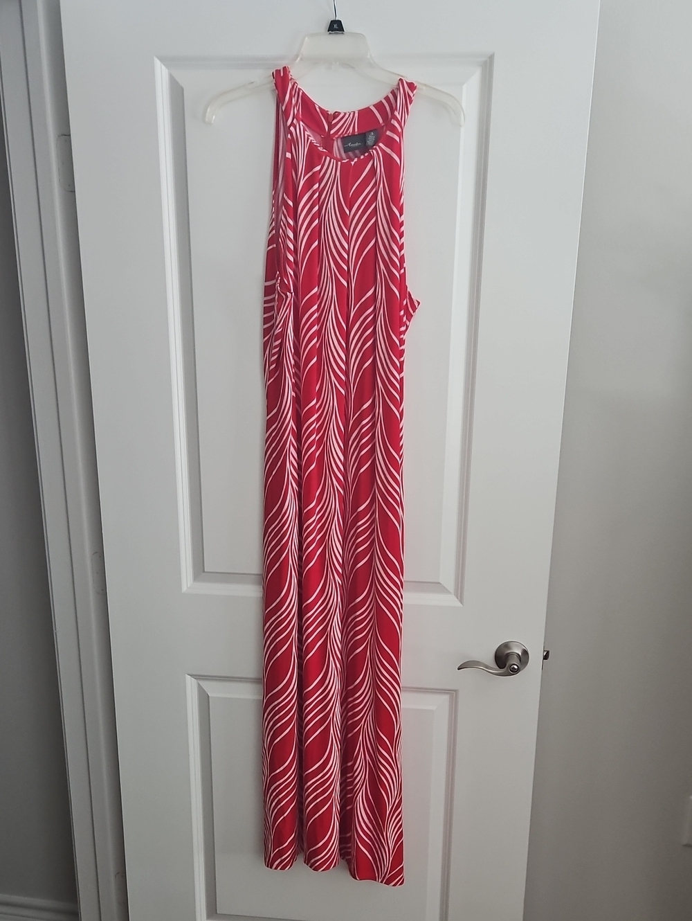 Chico Travelers Sleeveless Red & White Wave-Print Maxi Dress